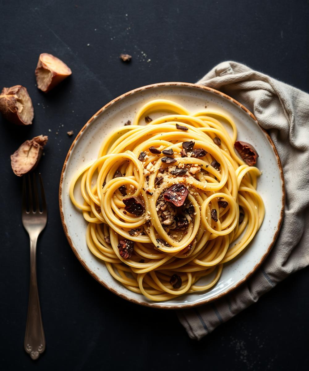 Handmade tagliatelle with truffle