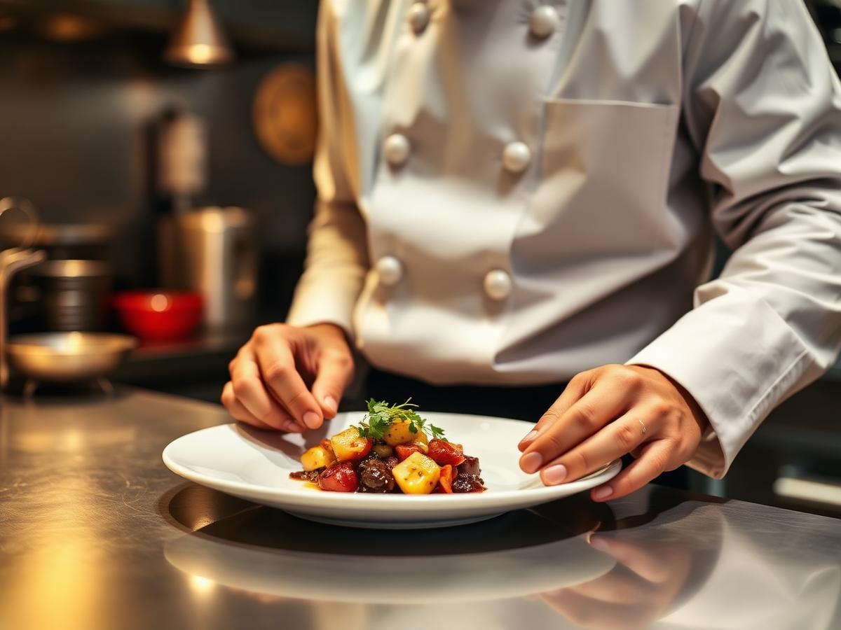 Chef plating a dish