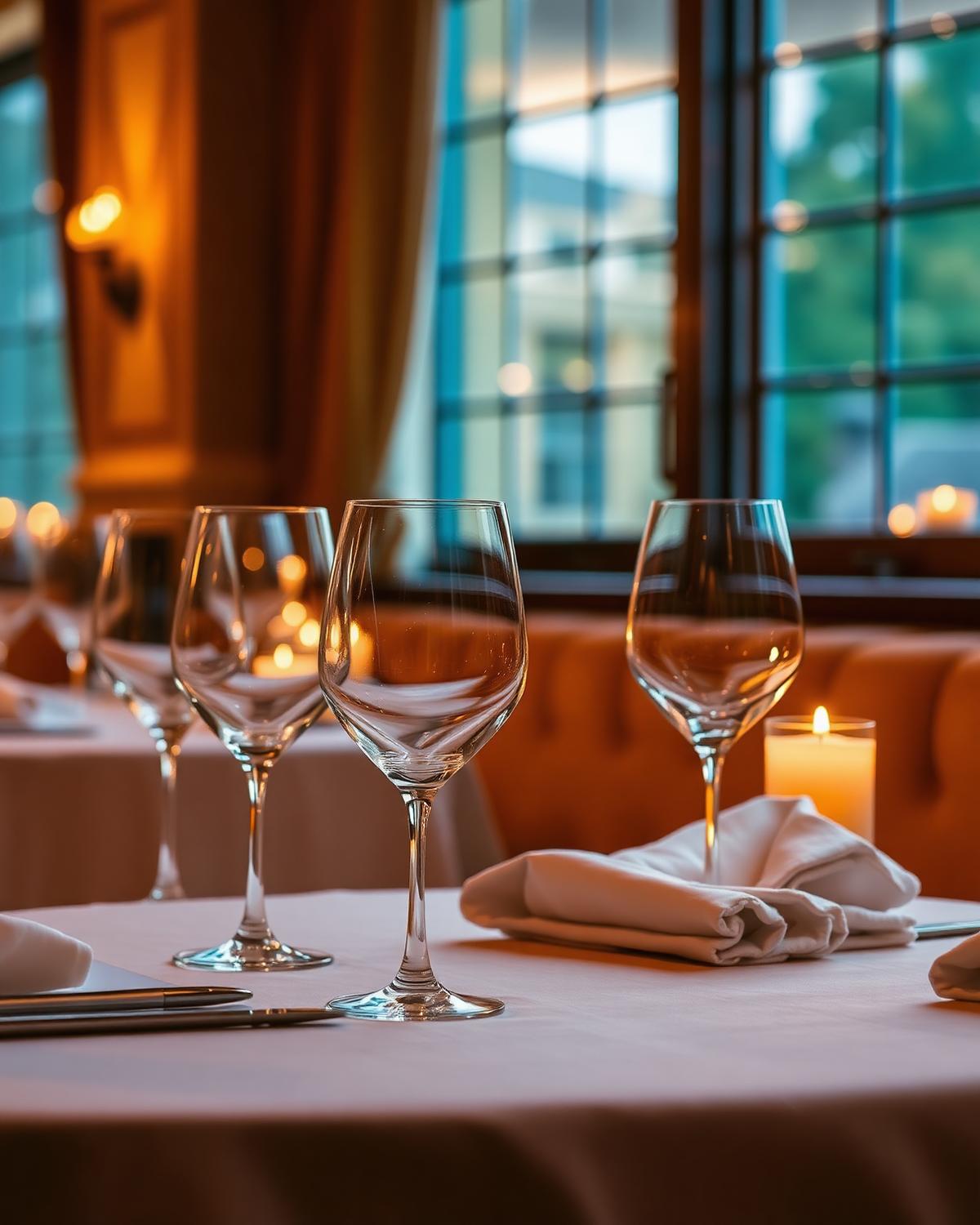 Elegant table setting with wine glasses